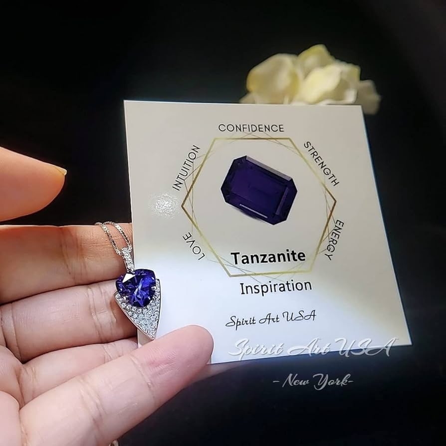 Amazon.com: Large Trillion Cut Blue Tanzanite Necklace